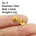 Detail of 7mm gold flower bead caps with 1.5mm hole for DIY jewelry making - No.8 (Dia 7mm/Hole 1.5mm)