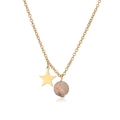 Details einer goldenen Edelstahlkette mit rosa Steinperle und Sternanhänger - 10mm / Gold Rosa Zebra