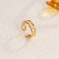 Polished 18K gold-plated vintage titanium steel chain link open ring for women - Chain Link / Gold