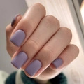 Matte lilac purple short square press-on nails with smooth frosted finish texture - Matte Lilac Style (JP3203) - Glue Type
