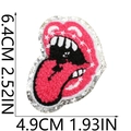 Pink lips sequin embroidery patch with chenille towel texture for bags and hats - No.7-Lips