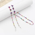 Colorful beaded eyewear chain with purple flower accents and bohemian styling - Boho Purple Flower