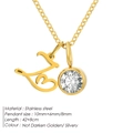 Elegant golden stainless steel necklace with letter L pendant and round birthstone - Letter Z / Gold