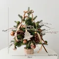 Mini 45cm Weihnachtsbaum in Champagner mit Zapfen und Holzsockel für den Tisch - 45 cm Höhe/ca. 810 g