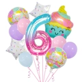 Ice cream dessert theme birthday decor set featuring gradient number 6 foil balloon - Ice Cream Set 6