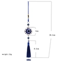 Blue Turkish Evil Eye car hanging ornament with woven rope and fringe tassels 26.5cm - Round / With Hanging Rope