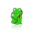 Cute green frog wearing red headphones enamel pin listening to music cartoon brooch - Music Frog