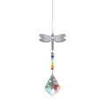 Silver dragonfly crystal suncatcher with colorful beads and faceted prism ball - 50mm Maple Leaf Pendant-Dragonfly