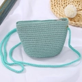 Borsa a tracolla in paglia intrecciata azzurra per bambini con trama sottile - Borsa a Conchiglia / 11*14*6cm / Blu
