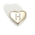 Colgante de corazón de acero inoxidable pulido con la letra H grabada - Estilo Letra H (SP143S-H)