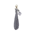 Portachiavi intrecciato a mano in cotone grigio con chiusura a moschettone in bronzo - 4*18cm / Grigio