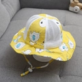 Cappello sole giallo neonato con rete traspirante e stampe di elefanti dei cartoni animati - 48-52cm (Regolabile) / Giallo (Elefante)