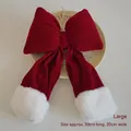 Large red velvet Christmas bow with white faux fur trim, festive DIY holiday decoration - Large