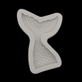 White silicone mermaid tail mold with detailed scales for chocolate and fondant DIY - Large / Gray