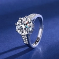 Adjustable silver ring with six-prong moissanite center stone and pavé accents - Precision [2 Carat] Ljz-123 / Adjustable Open