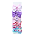 10-piece girls' handmade grosgrain ribbon bow hair clips set with colorful patterns - Style 20