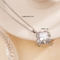 Silver flower pendant necklace with pearlescent inlay and adjustable chain for women - Clover (959)