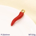 Colgante de chile rojo esmaltado con aro dorado 18x4mm para joyería DIY - Estilo Chile Esbelto 18x4mm (KLJ10183-ZLA)