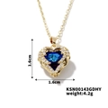 Golden heart pendant necklace with blue crystal and white cubic zirconia details - Gold Blue