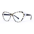 Cat eye glasses with leopard print inner frame and transparent outer rim for women - Jelly White and Tortoiseshell Frame