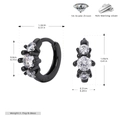 Dimensioni dettagliate dei cerchi in argento sterling 925 con zirconi di grado 5A - Argento 925 Placcato Nero Fucile / Canna di fucile