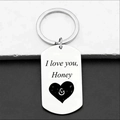 Portachiavi in acciaio inossidabile con incisione 'I love you, Honey' e cuore - A1-Honey Portachiavi Inciso