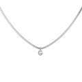 Collar de cadena de serpiente plana de acero inoxidable plateado con colgante de letra G - Plateado Una Capa-Letra A