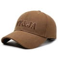 Casquette de baseball marron avec broderie NY&JA 3D et coton sergé vintage - Réglable / Café