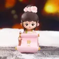 Chibi Diaochan figurine holding a scroll with Zen text in a winter scene - Diao Chan Phone Stand