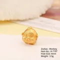 Golden zodiac monkey charm bead for DIY bracelets featuring a 4mm large hole design - H-7707 (Monkey)