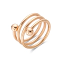 Vintage mehrreihiger Edelstahlring in Roségold mit kleinen Kugel-Details am Ende - US 6 / Gold