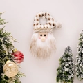 Gnomo di Natale per porta con cappello a quadri e barba bianca soffice per decori - Babbo Natale da appendere alla porta in stile europeo