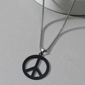 Collana uomo in acciaio inossidabile con ciondolo segno della pace nero opaco su grigio - Nero
