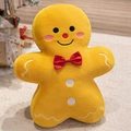 Cuscino di peluche omino di pan di zenzero con fiocco rosso per regalo di Natale - Omino di Pan di Zenzero (Giallo) / 18cm
