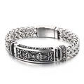 Bracelet vintage pour hommes en acier titane avec chaîne tressée et totem gravé - Style Tressé Totem Vintage (KB152067-KJX)
