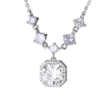 Elegante S925 Sterling Silber Halskette mit violettem Zirkon und kleinen Edelsteinen - 925er Silber / Platiniert-Weißer Zirkonia