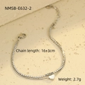 Detailed view of silver double-layered snake chain with zircon and heart pendant - 16+3cm / Silver Double Layer Heart Snake(NMSB-E632-2)