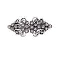 Vintage silver alloy cardigan clip with sparkling rhinestones in a symmetrical swirl design - Swirl Style-Antique Silver (With Clips)