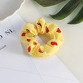 Vibrant yellow hair scrunchie with cute strawberry patterns in lightweight chiffon fabric - 25# Yellow Pineapple
