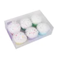 Set of 6 macaron foam cupcake ornaments with plush cream texture in transparent box - Cake Style (6PCS Set)