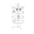 Rotating four-tier white iron metal earring stand with a stable tripod base for jewelry - 4 Layers / White