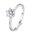 Eleganter S925 Silberring mit klassischer Sechs-Klauen-Fassung und glänzendem Moissanit - US 5 / Moissanit (D Farbe)