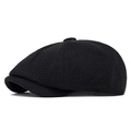 Klassische schwarze Schiebermütze aus Strick mit Wolltextur für Herren im Winter - Verstellbar / Schwarz