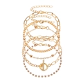 6-teiliges goldenes Armband-Set für Damen mit Unendlichkeitssymbolen und Strass - Gold OT Schnalle Strass Kombination (DZ-499)