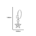 Silver star drop earrings with cubic zirconia pendant and 1.68cm size dimension - 18# Silver