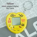 Yellow heart-shaped electronic virtual pet game machine with silver metal keychain - Heart Shape/Candy Yellow