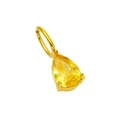 Pear-shaped yellow zircon pendant with a three-prong minimalist golden steel setting - November (Citrine Yellow)