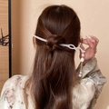 Elegant white translucent hair stick with pink beaded tassel in a modern Chinese style - 7# Hairpin-White (Streamlined Flower)