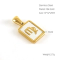 Detail of 18k gold plated square pendant with white shell and Virgo zodiac sign - Aries