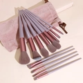 13-teiliges Make-up-Pinsel-Set in Violett-Grau mit roségoldenen Hülsen und Samtbeutel - 13 Stück Milchtee mit Beutel